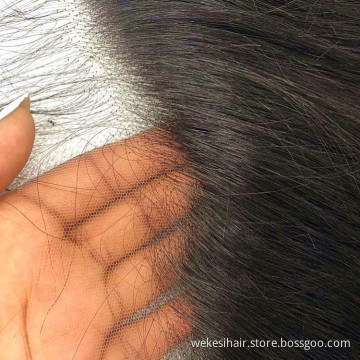 WKS Factory Hot Selling 100% Virgin Hair13x4/13x6 hd frontal hd lace closure,raw cuticle aligned brazilian hair closure